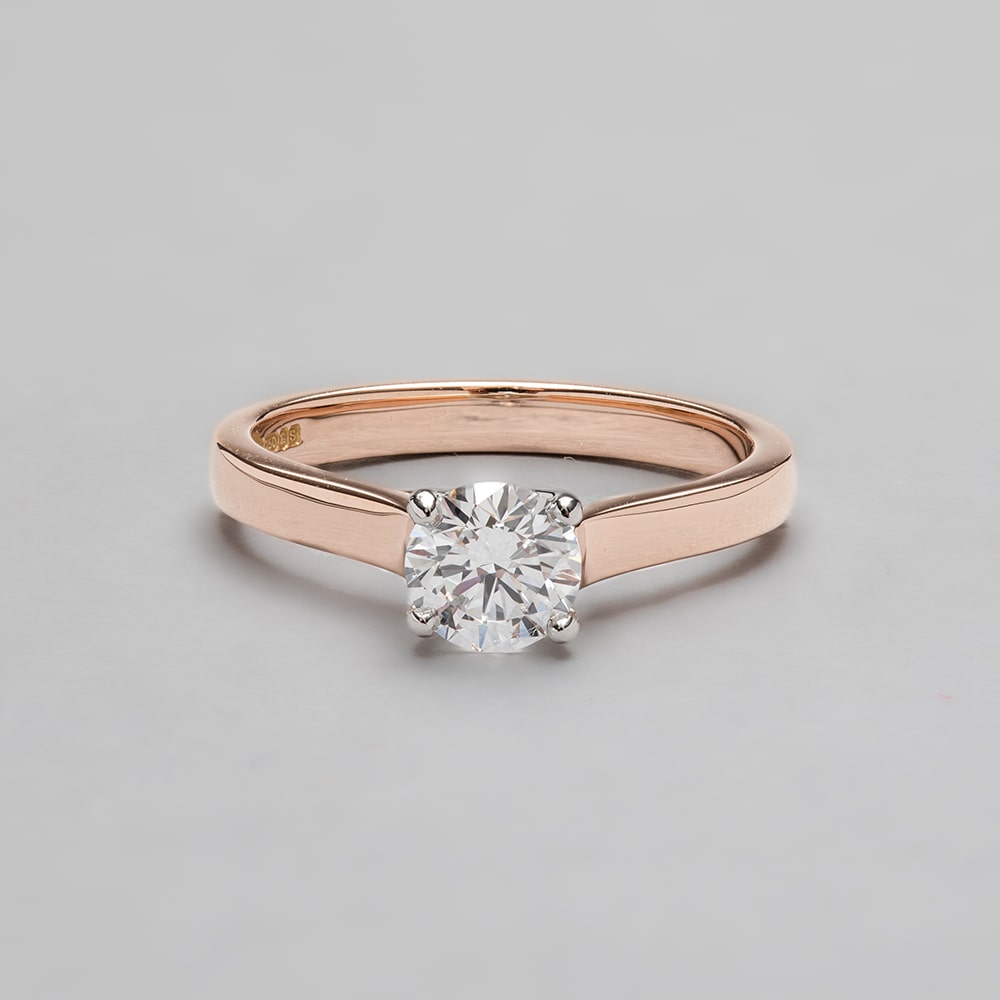 [PDR2324] Round Brilliant Diamond Engagement Ring in 18ct Rose Gold - GIA 0.59ct, D, VVS2