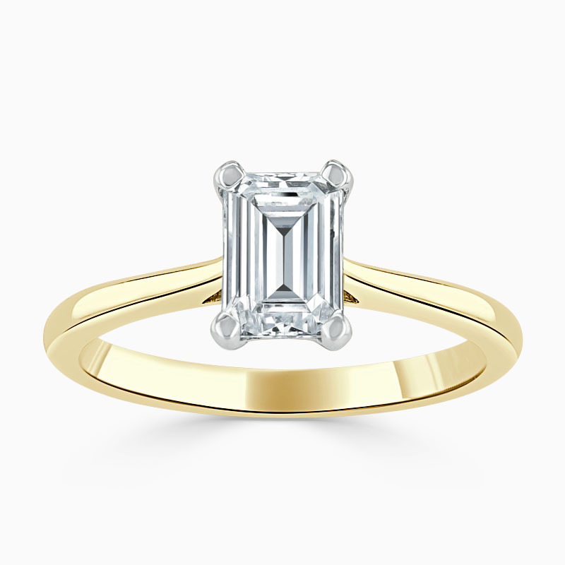 18ct Yellow Gold Emerald Cut Classic Wedfit Engagement Ring