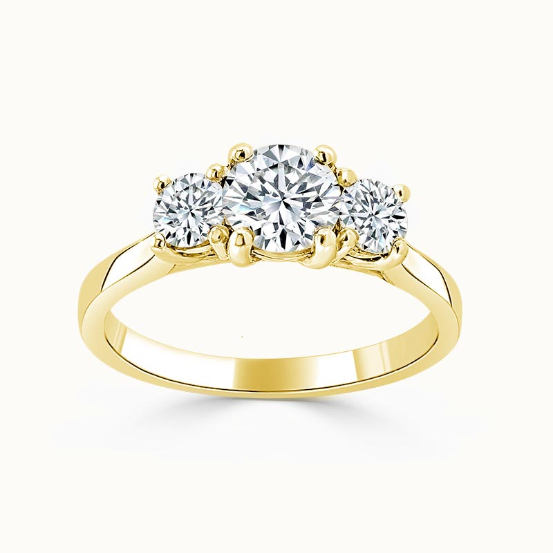 18ct Yellow Gold Round Brilliant Openset 3 Stone Engagement Ring
