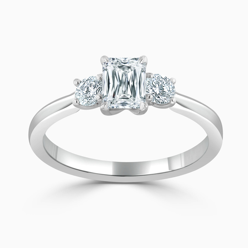 Platinum Crisscut 3 Stone With Rounds Engagement Ring with Crisscut, 0.57ct, G Colour, VS1 Clarity - GIA