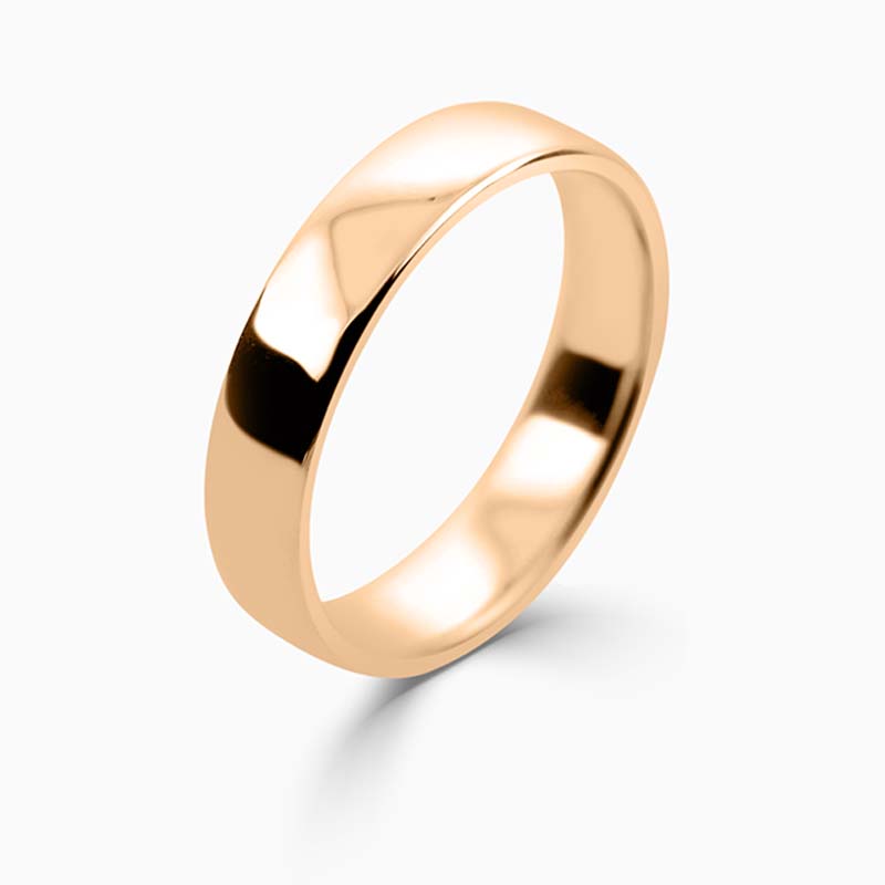 18ct Rose Gold 4mm Slight Court Light Weight Wedding Ring