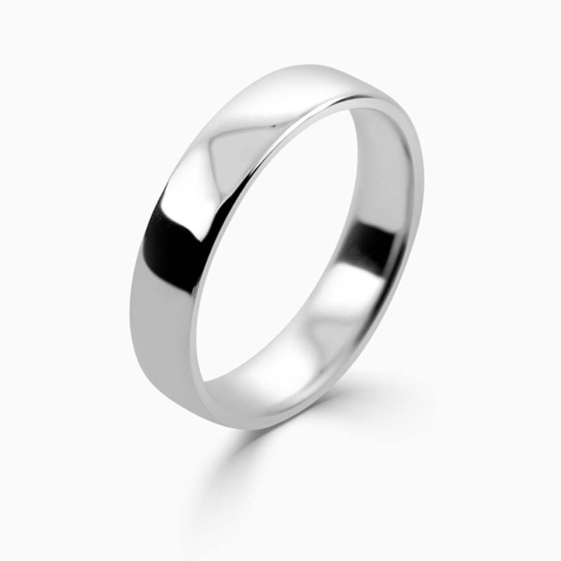 Platinum 4mm Slight Court Light Weight Wedding Ring