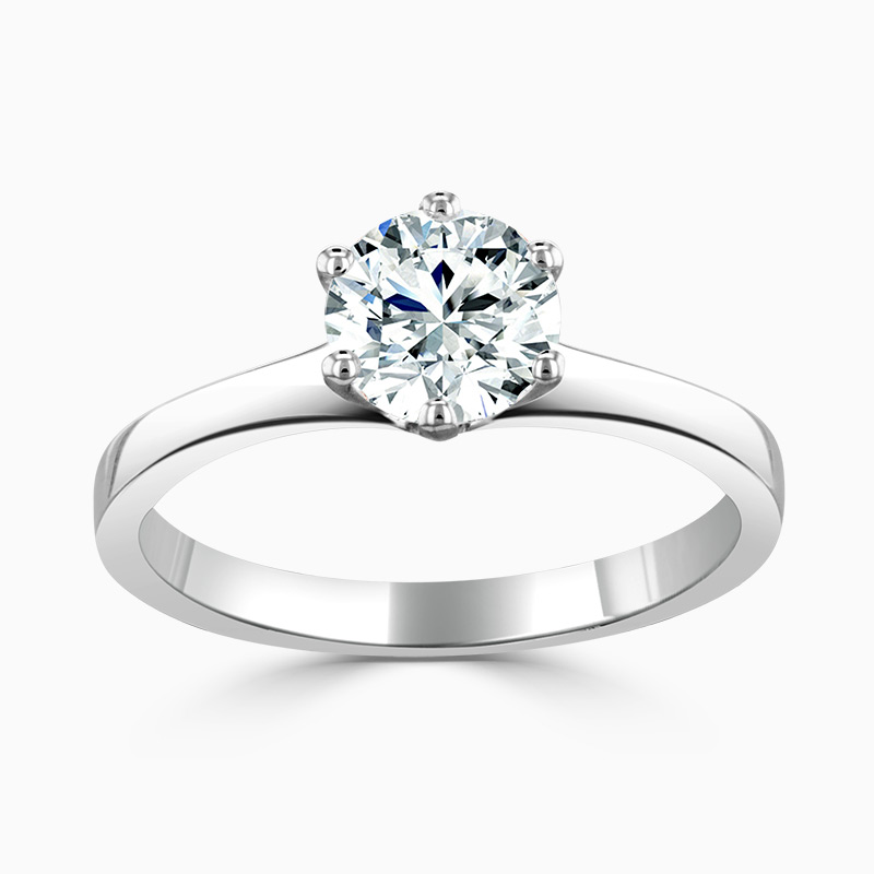 Platinum 6mm Round Brilliant Moissanite Engagement Ring