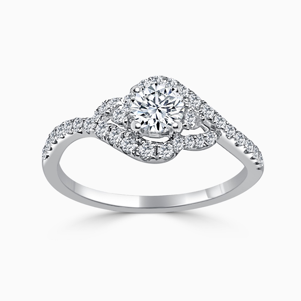 18ct White Gold Round Brilliant Swirl Engagement Ring  with Round, 0.30ct, I Colour, VS2 Clarity - GIA 2287517559 