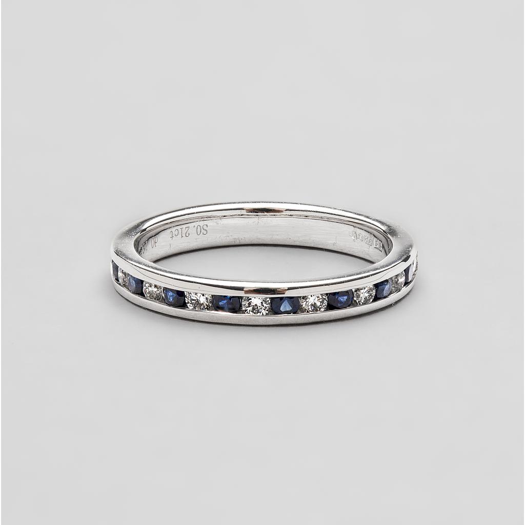 Alternating Channel Set Diamond And Sapphire Eternity Ring