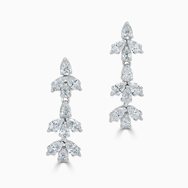 Diamond Drop Earrings set with Pear's and Marquise
