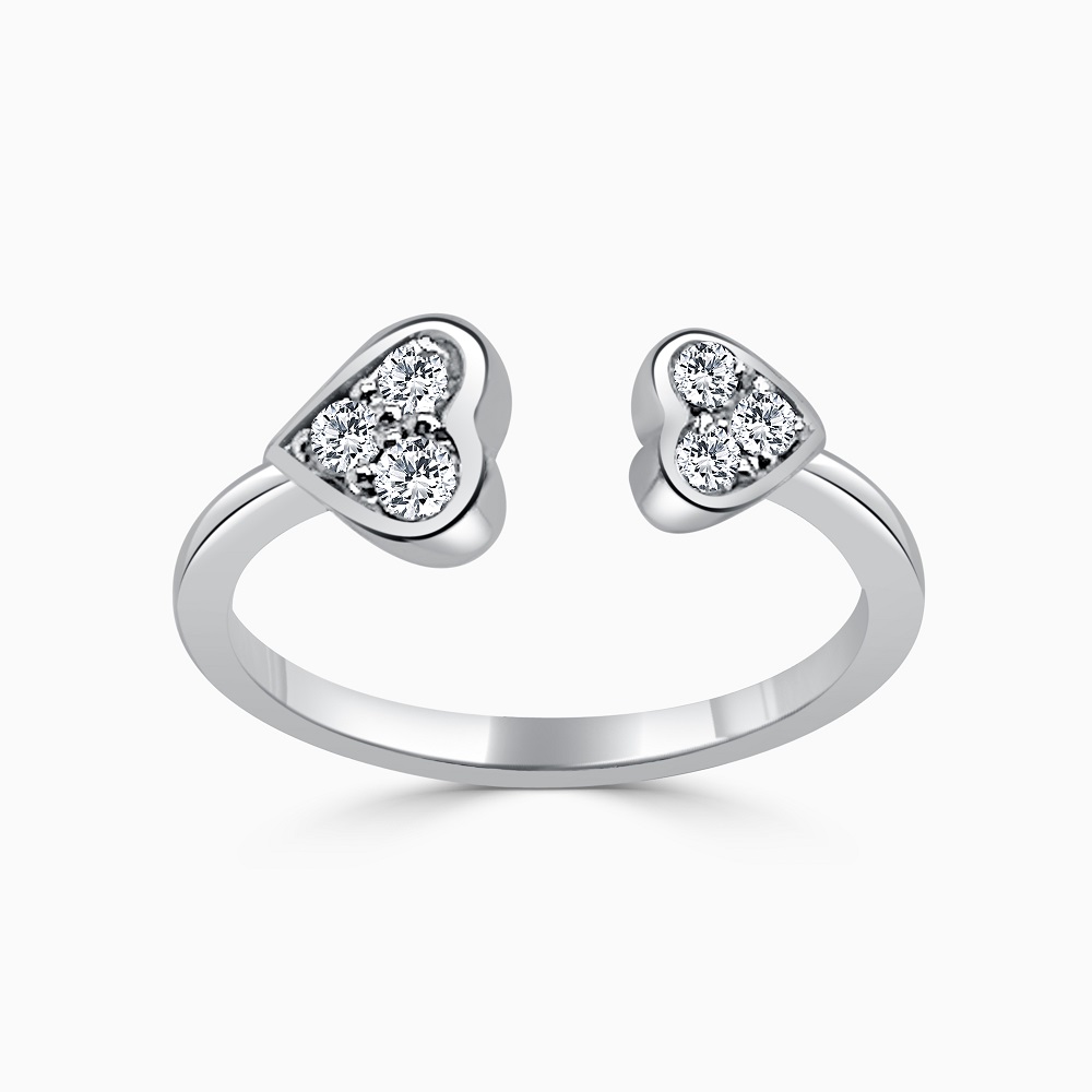 Diamond Set Double Heart Ring