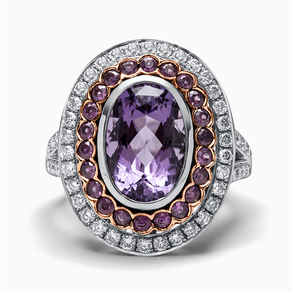 Oval Cut Amethyst And Pink Sapphire Ring