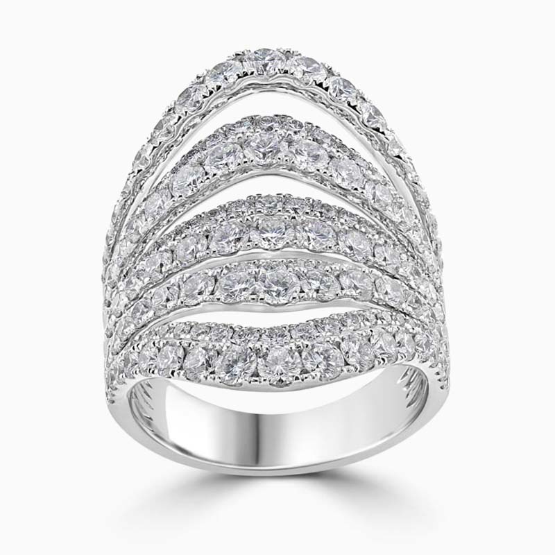 Multi Strand Diamond Set Wide Dress Ring
