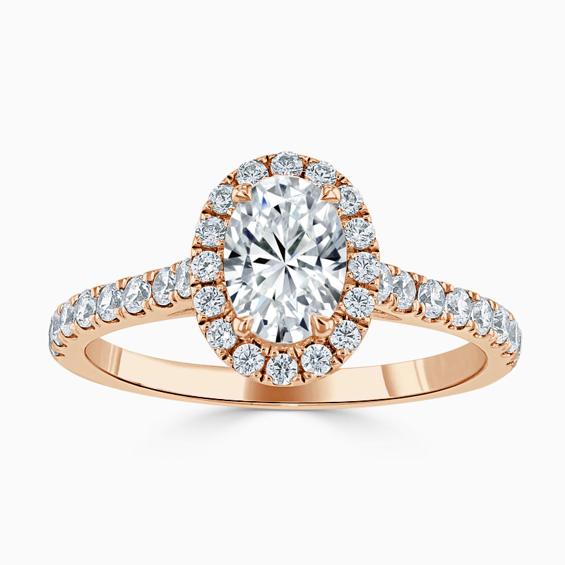 18ct Rose Gold Oval Shape Classic Wedfit Halo Engagement Ring with Oval, 1.06ct, F Colour, VS1 Clarity - GIA 3425379873 
