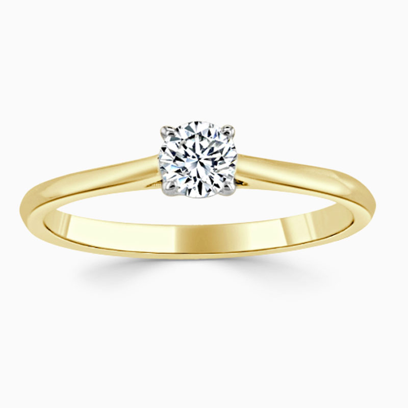 18ct Yellow Gold Round Brilliant Classic Wedfit Engagement Ring with Round, 0.25ct, E Colour, VS2 Clarity - GIA