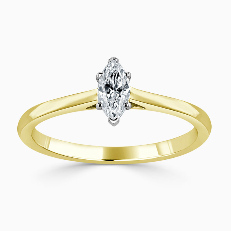 18ct Yellow Gold Marquise Cut Classic Wedfit Engagement Ring with Marquise, 0.24ct, G Colour, SI1 Clarity - GIA