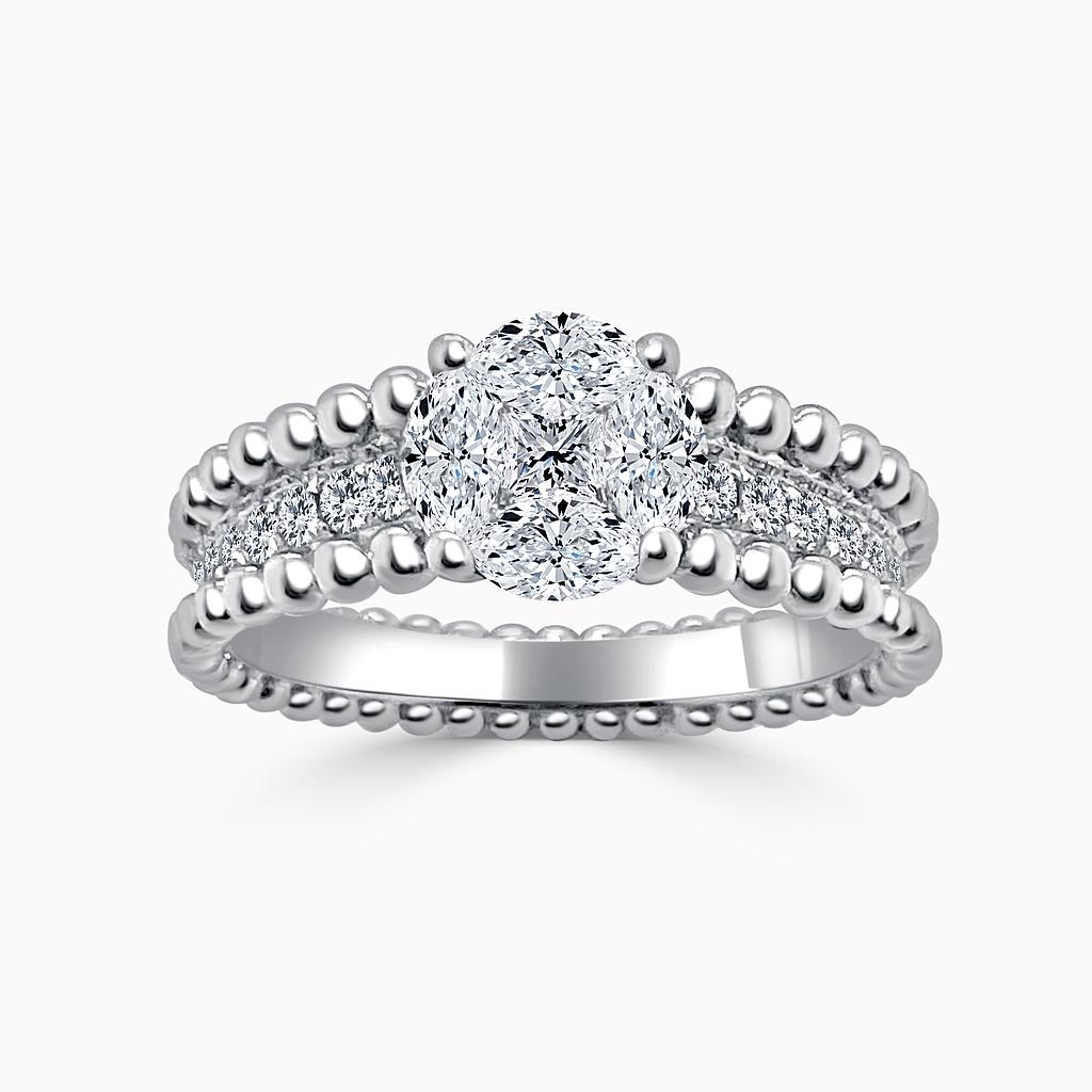 Marquise, Princess Cut & Round Diamond Cluster Ring