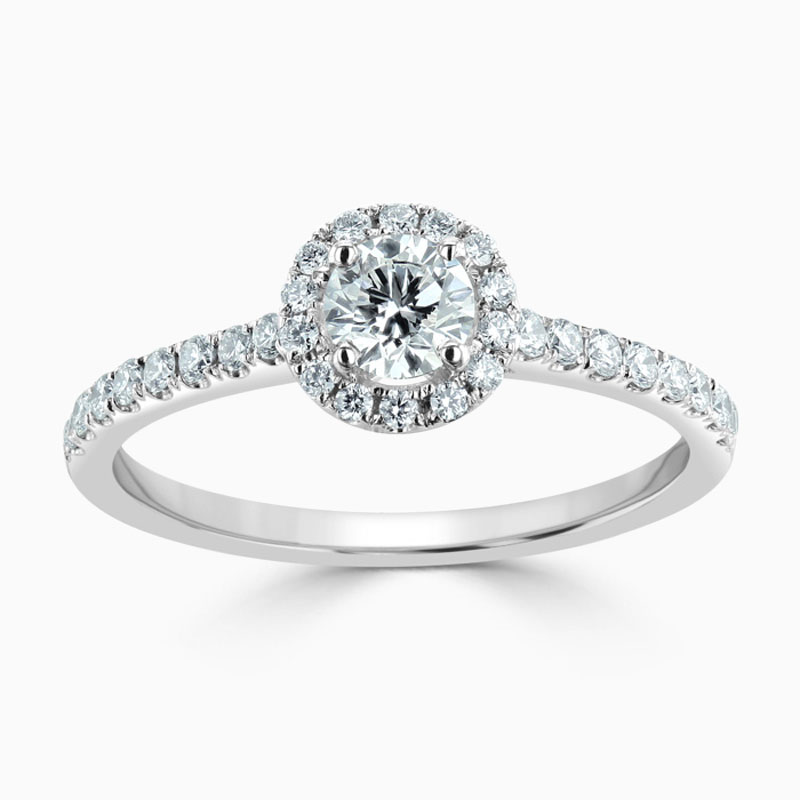 Platinum 950 Round Brilliant Classic Wedfit Halo Engagement Ring with Round, 0.4ct, G Colour, SI1 Clarity - GIA