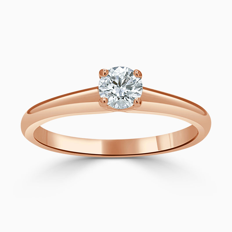 18ct Rose Gold Round Brilliant Simplicity Engagement Ring with Round, 0.3ct, F Colour, VS2 Clarity - GIA