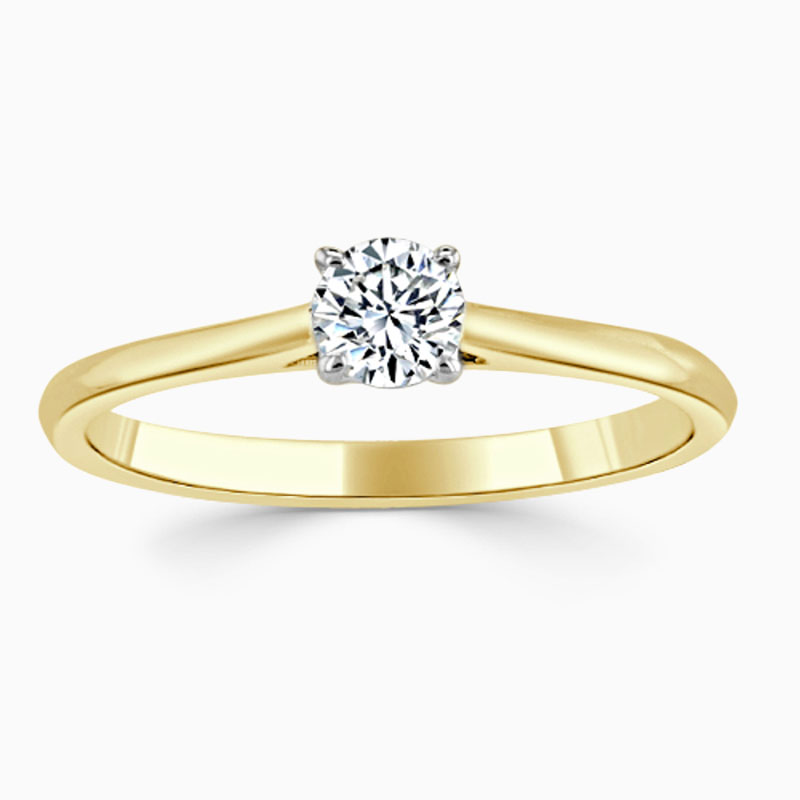 18ct Yellow Gold Round Brilliant Classic Wedfit Engagement Ring with Round, 0.25ct, F Colour, VS2 Clarity - GIA