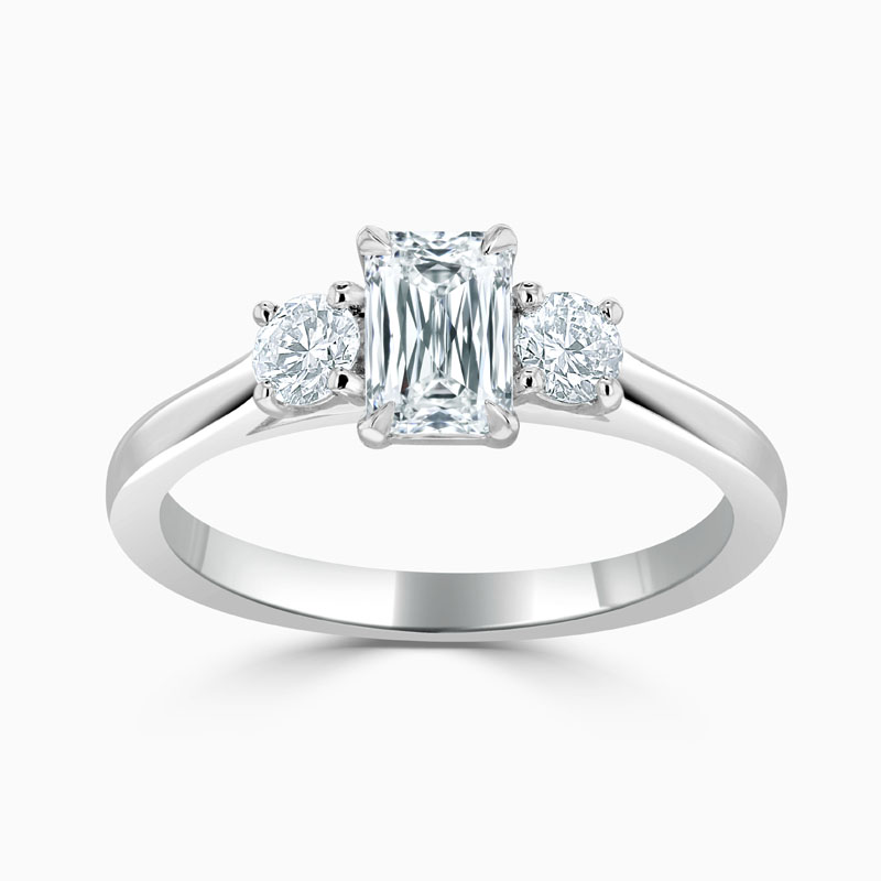 Platinum Crisscut Crisscut 3 Stone With Rounds Engagement Ring with Crisscut, 0.69ct, G Colour, VVS2 Clarity - GIA