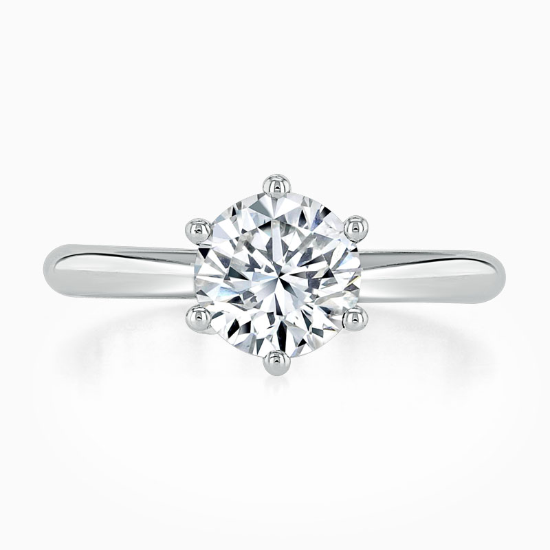 Platinum Round Brilliant Cut Lab Created Diamond Six Claw Wedfit Engagement Ring - Size H1/2 - 1.54ct, F, VS1, IGI591339840