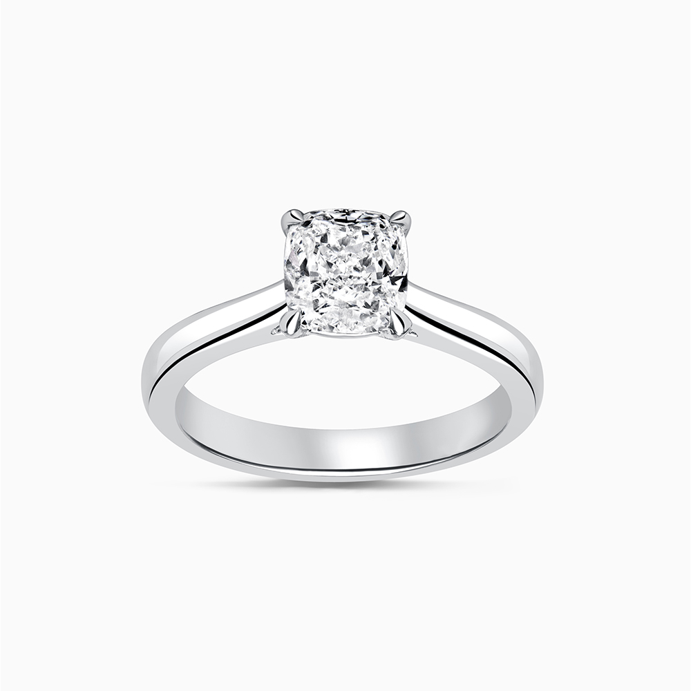 Platinum Cushion Cut Classic Wedfit Engagement Ring with Cushion, 1.11ct, F Colour, VVS2 Clarity - GIA 1423875370 