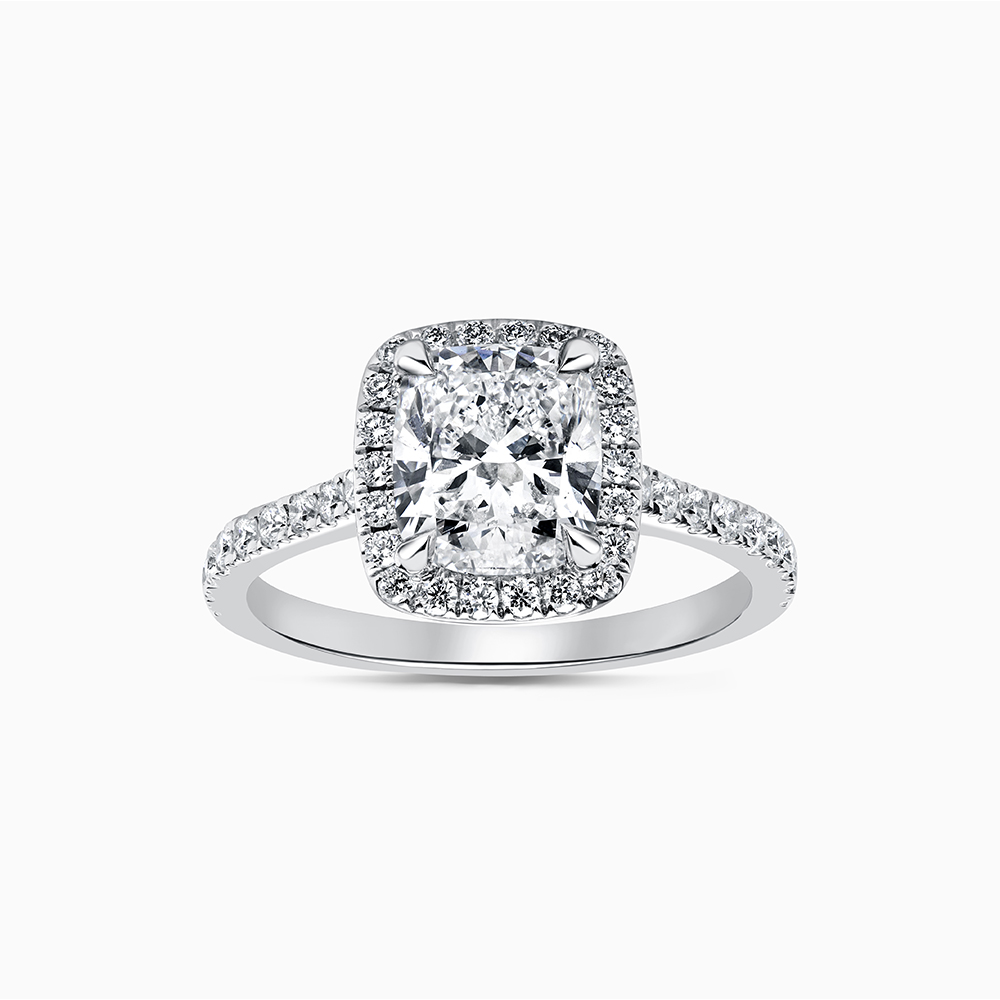 Platinum Cushion Cut Classic Wedfit Halo Engagement Ring, (2.11ct, F colour, VS2 Clarity) IGI LG538258095