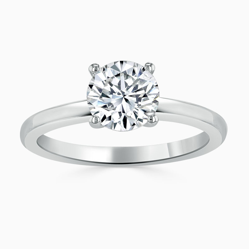 Platinum Round Brilliant Simplicity Engagement Ring with Round, 0.81ct, F Colour, VS1 Clarity - IGI 593308017 