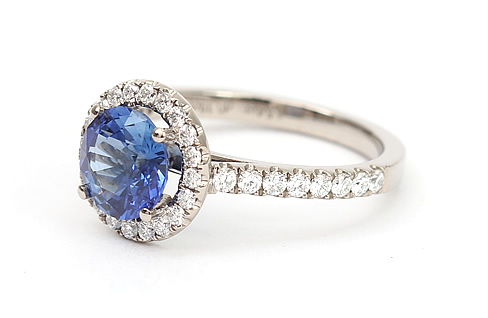 Ceylon sapphire and diamond engagement ring 