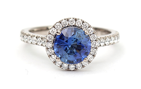 Ceylon sapphire and diamond engagement ring