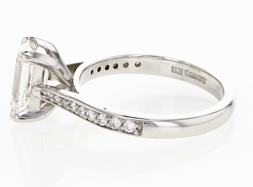 Emerald cut diamond engagement ring 