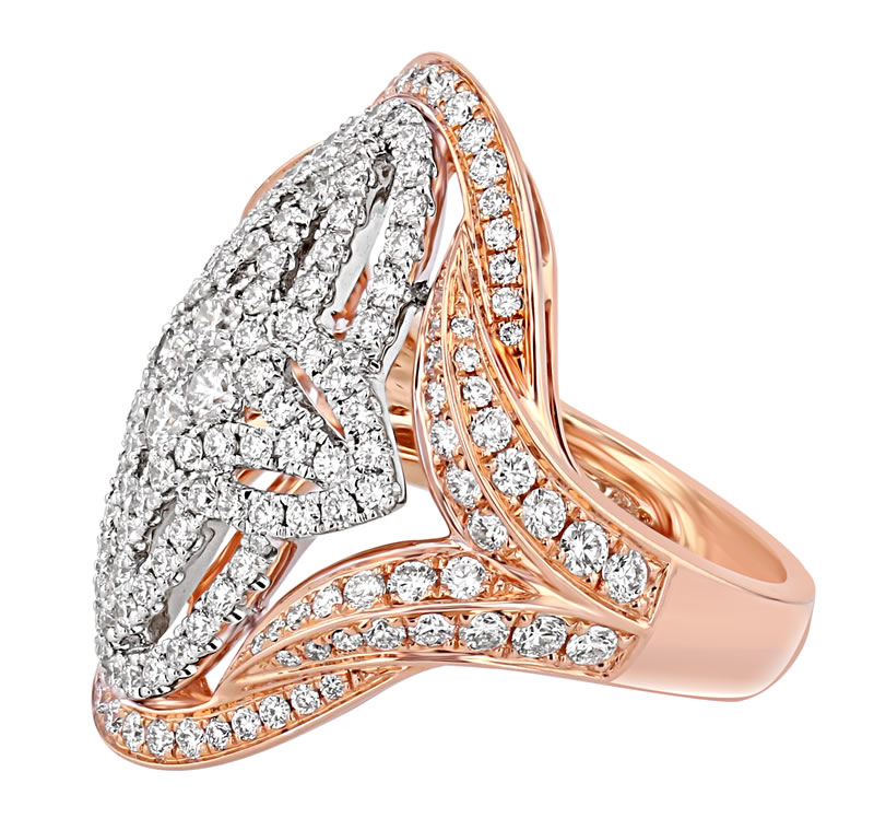Rose and white gold diamond ring 
