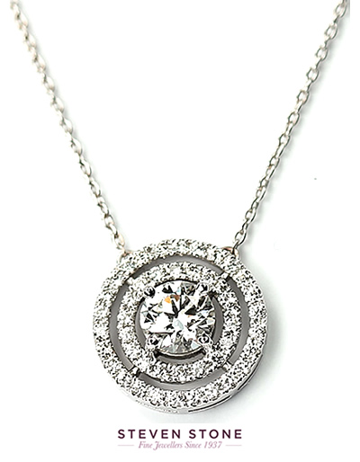 bespoke diamond pendant set with round brilliant cut diamonds