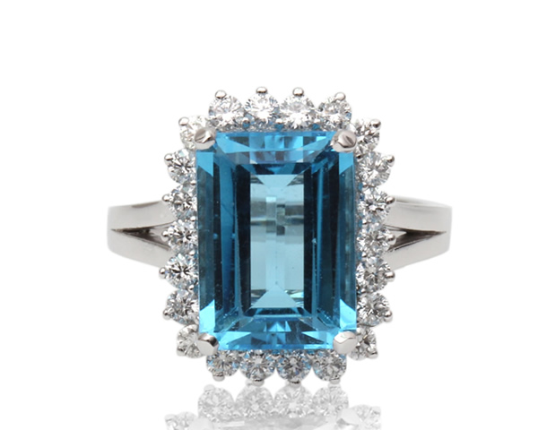 diamond and blue topaz ring 
