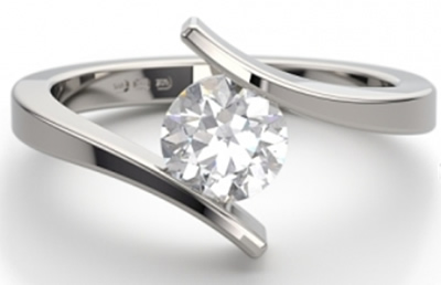 cross over solitaire diamond ring
