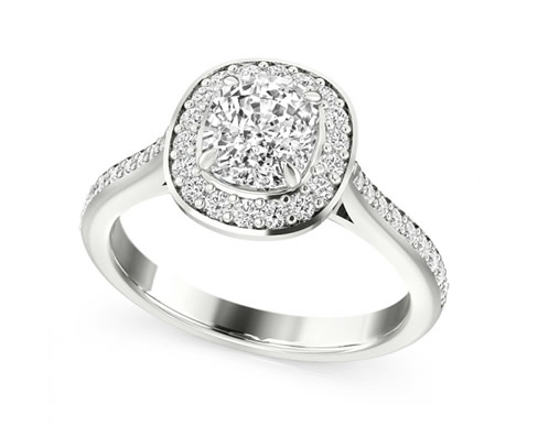 cushion cut halo diamond engagement ring