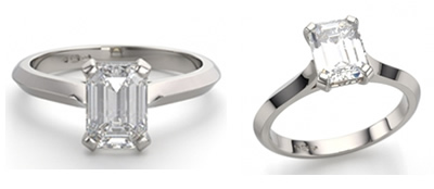 emerald diamond knife edged band engagement ring