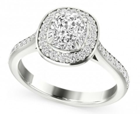 halo cushion cut diamond engagement ring