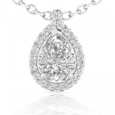pear shaped halo diamond pendant
