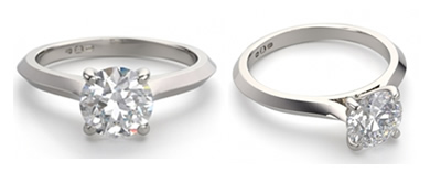 round diamond knife edge band engagement ring