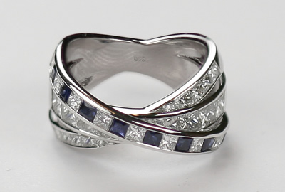 sapphire and diamond cross over ring