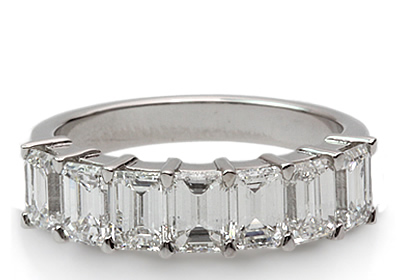 seven stone emerald cut diamond ring