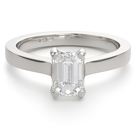 solitaire emerald cut diamond engagement ring