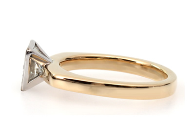 bespoke 18ct yellow gold princess cut diamond engagement ring 