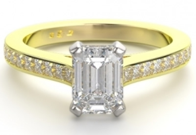 yellow gold emerald cut diamond engagement ring